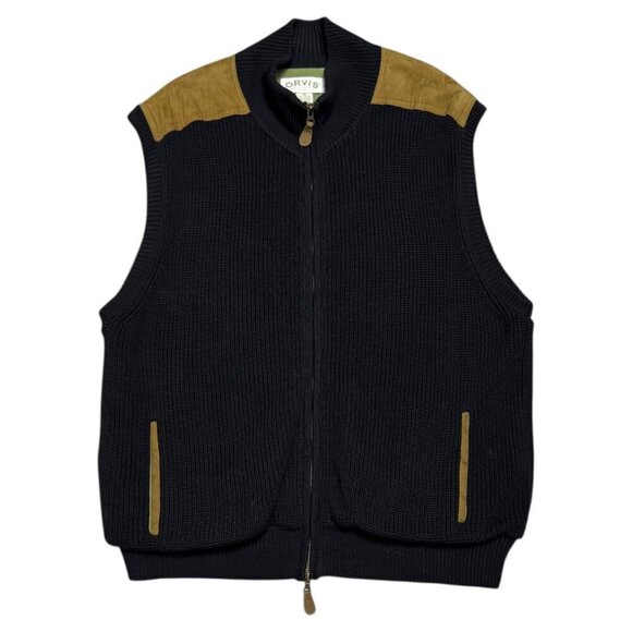 ORVIS Heavy Knit Navy Blue Outdoor Designer Winter Fall Spring Vest Mens XL - Picture 3 of 6